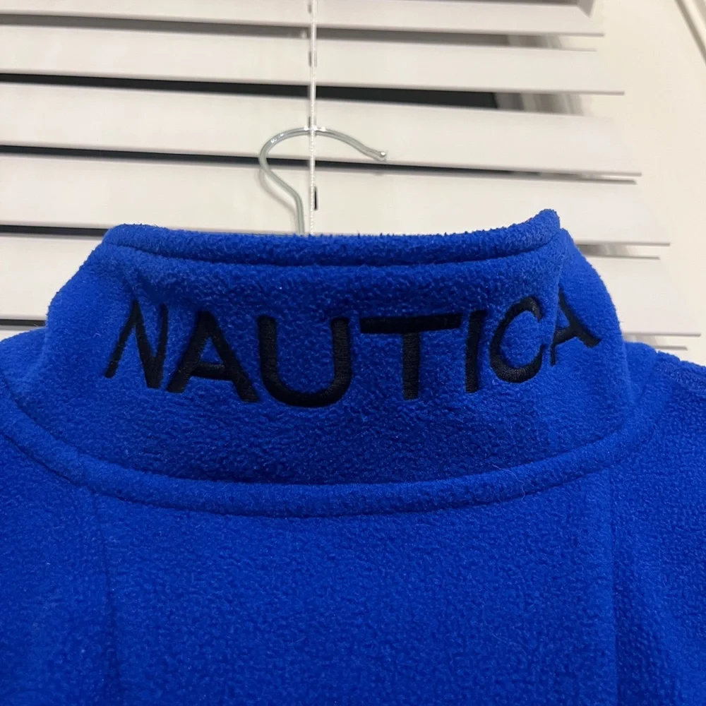 Nautica Men's Zip-Up Sweater in Blue with Orange Trim